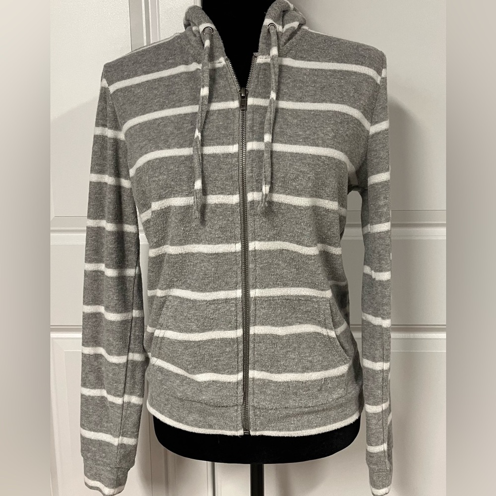 Pink Republic Terry Striped Zip Up Hoodie